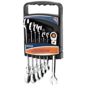 Draper 25396 Hi-Torq Metric Flexible Head Ratcheting Combination Spanner Set (7 Piece) Dr-25396