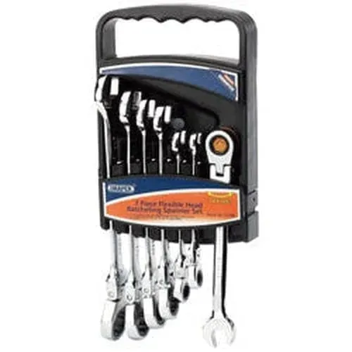Draper 25396 Hi-Torq Metric Flexible Head Ratcheting Combination Spanner Set (7 Piece) Dr-25396