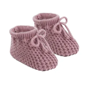 Dusky Pink Knit Bow Booties