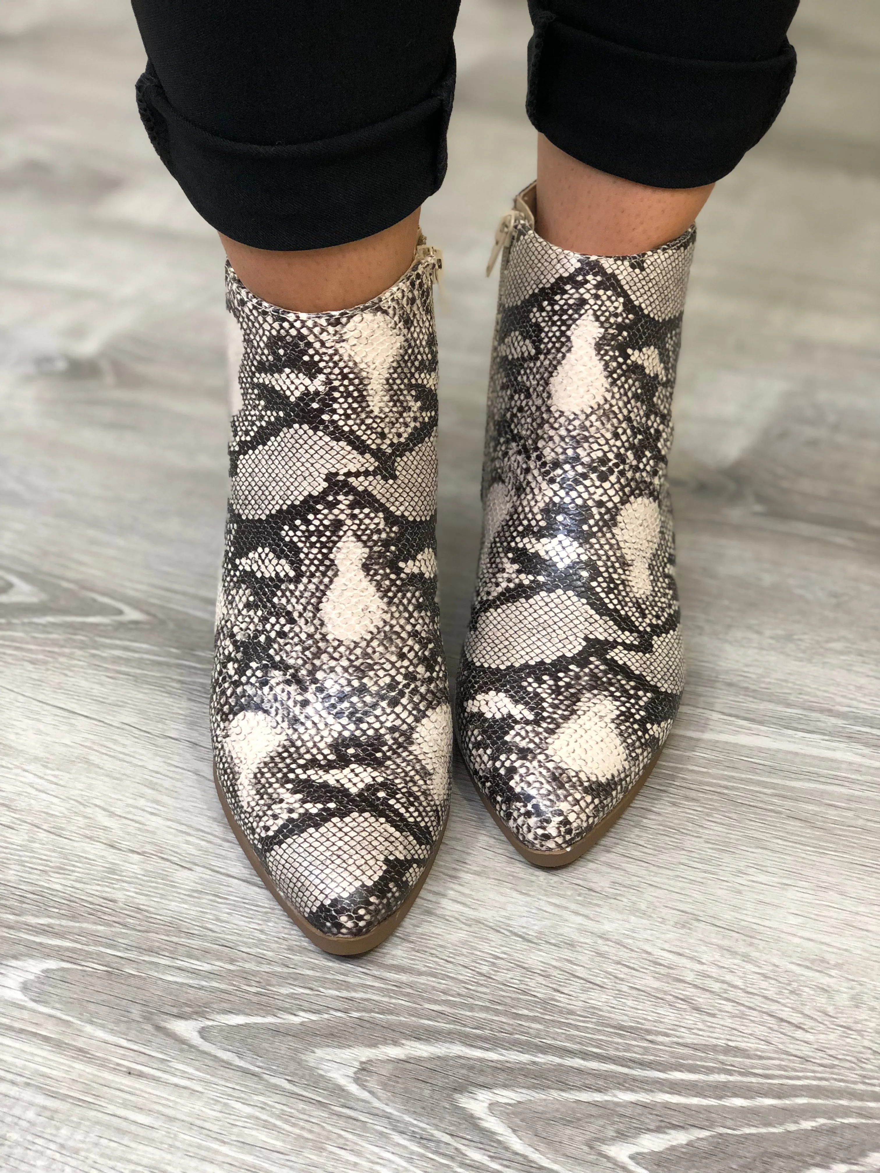Edgy Snake Print Bootie