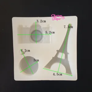 Eiffel Tower Silicone Camera charm Silicon mold flexible, for polymer clay, resin jewelry Q053
