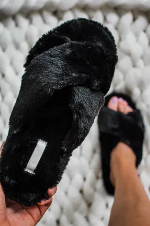 Elk Valley Faux Fur Slipper - Black