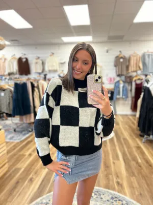 Emma Black Checkered Sweater