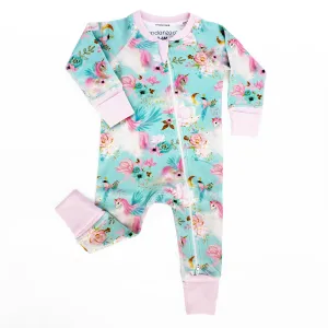 Endanzoo Organic Long Sleeve Double Zippered Romper - Mystical Unicorns