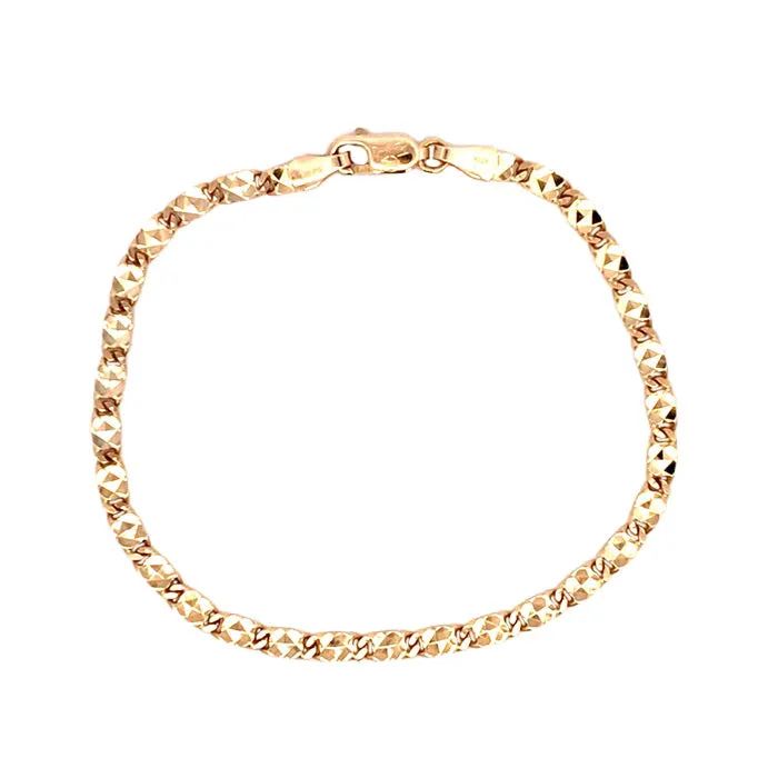 Estate 6.5" Diamond-Cut Anchor Link Bracelet in 14K Yellow Gold