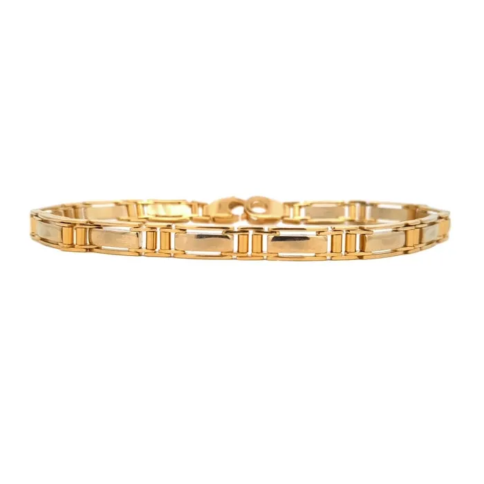 Estate 8.5" Bar Link Bracelet in 14K Yellow Gold