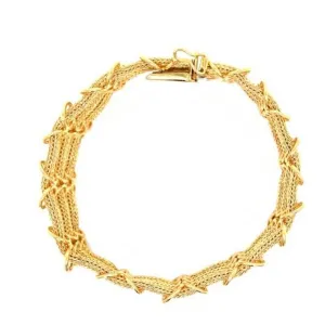 Estate Three Strand Woven Bracelet in 14K Yellow Gold