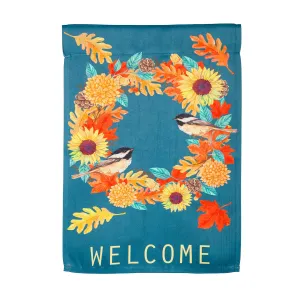 Fall Chickadee Wreath House Suede Flag,13s9907