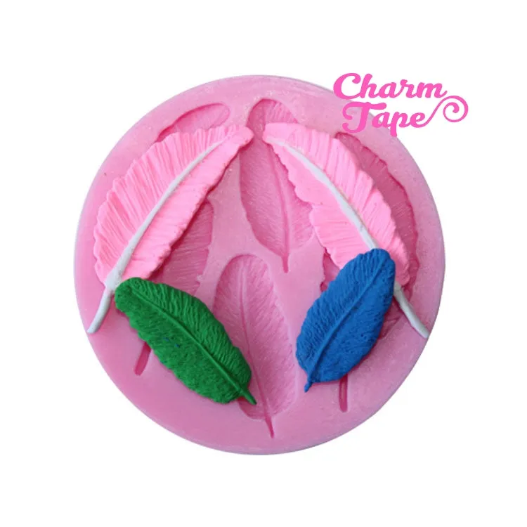 Feather Silicon mold flexible, for polymer clay, resin jewelry or cake making C054