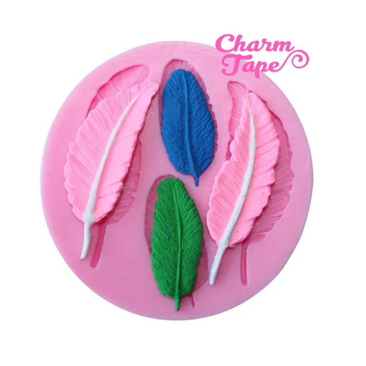 Feather Silicon mold flexible, for polymer clay, resin jewelry or cake making C054