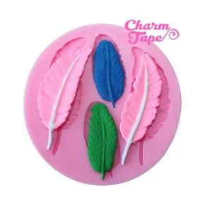 Feather Silicon mold flexible, for polymer clay, resin jewelry or cake making C054