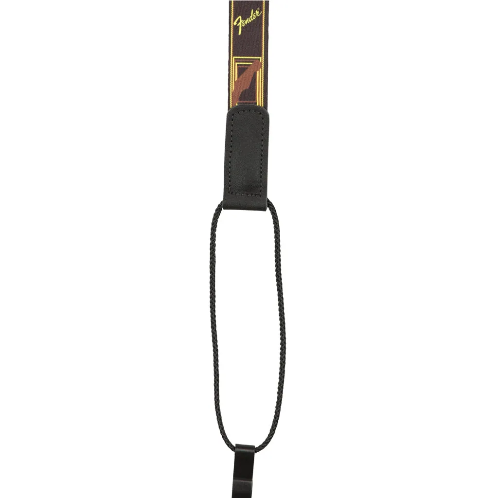 Fender Monogrammed Ukulele Strap, Black/Yellow/Brown