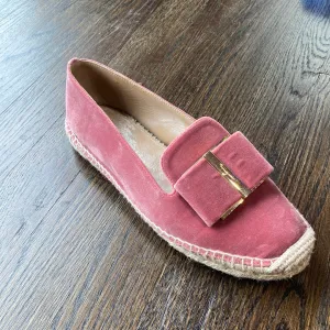 Ferragamo Pink Velvet Espadrille with Bow