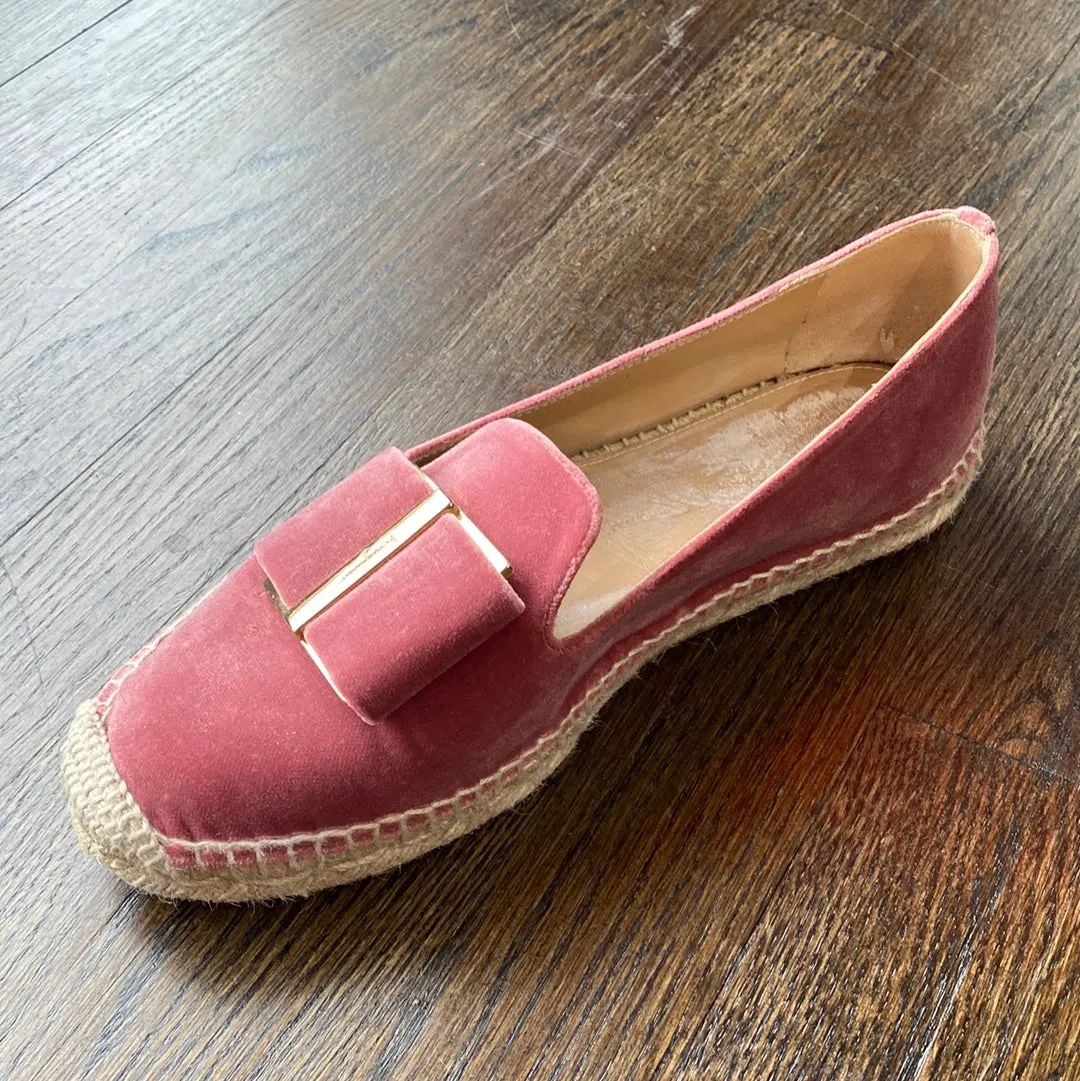 Ferragamo Pink Velvet Espadrille with Bow