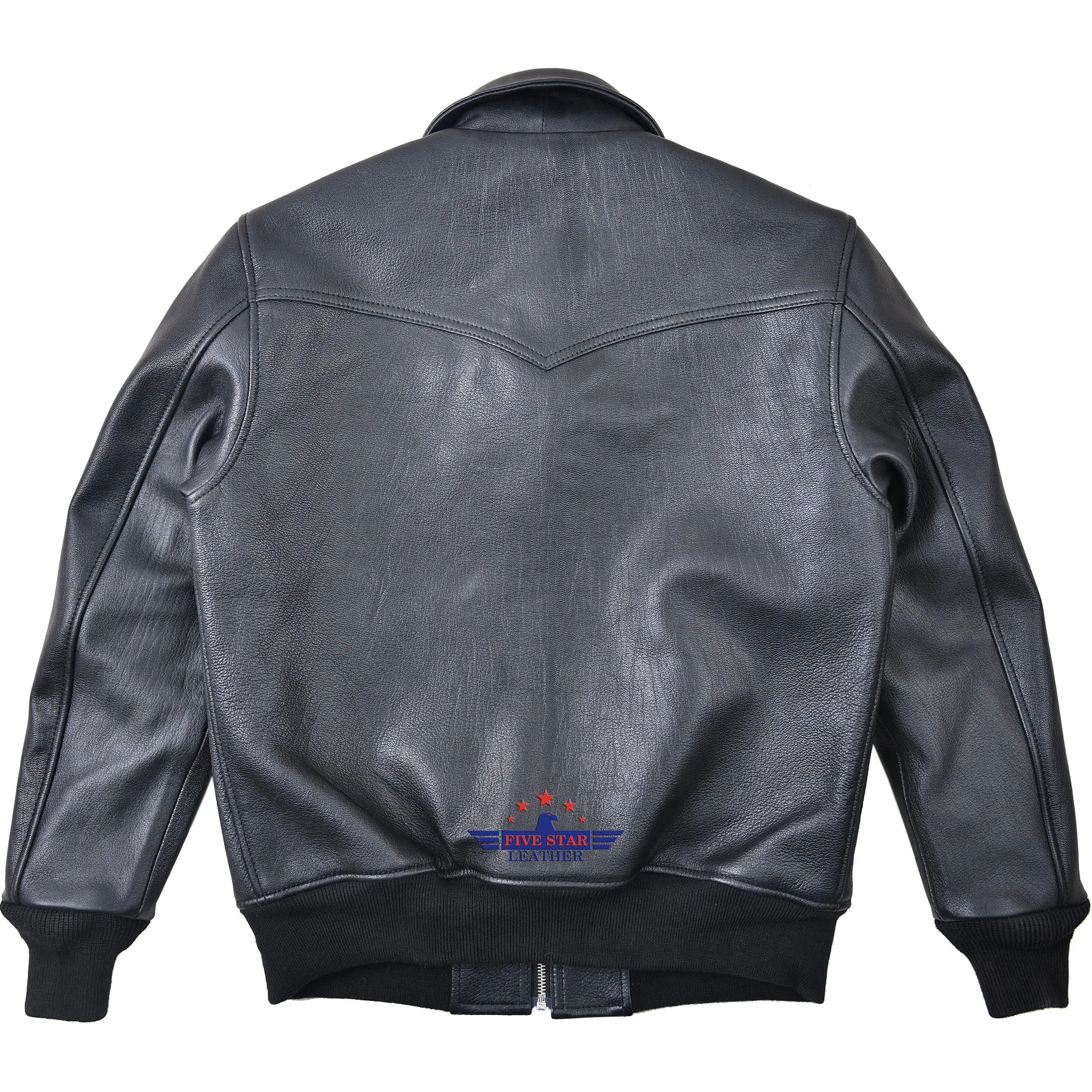 FiveStar Leather Trucker Western Style Goat Black Men Jacket