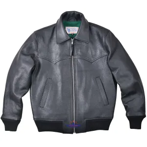 FiveStar Leather Trucker Western Style Goat Black Men Jacket