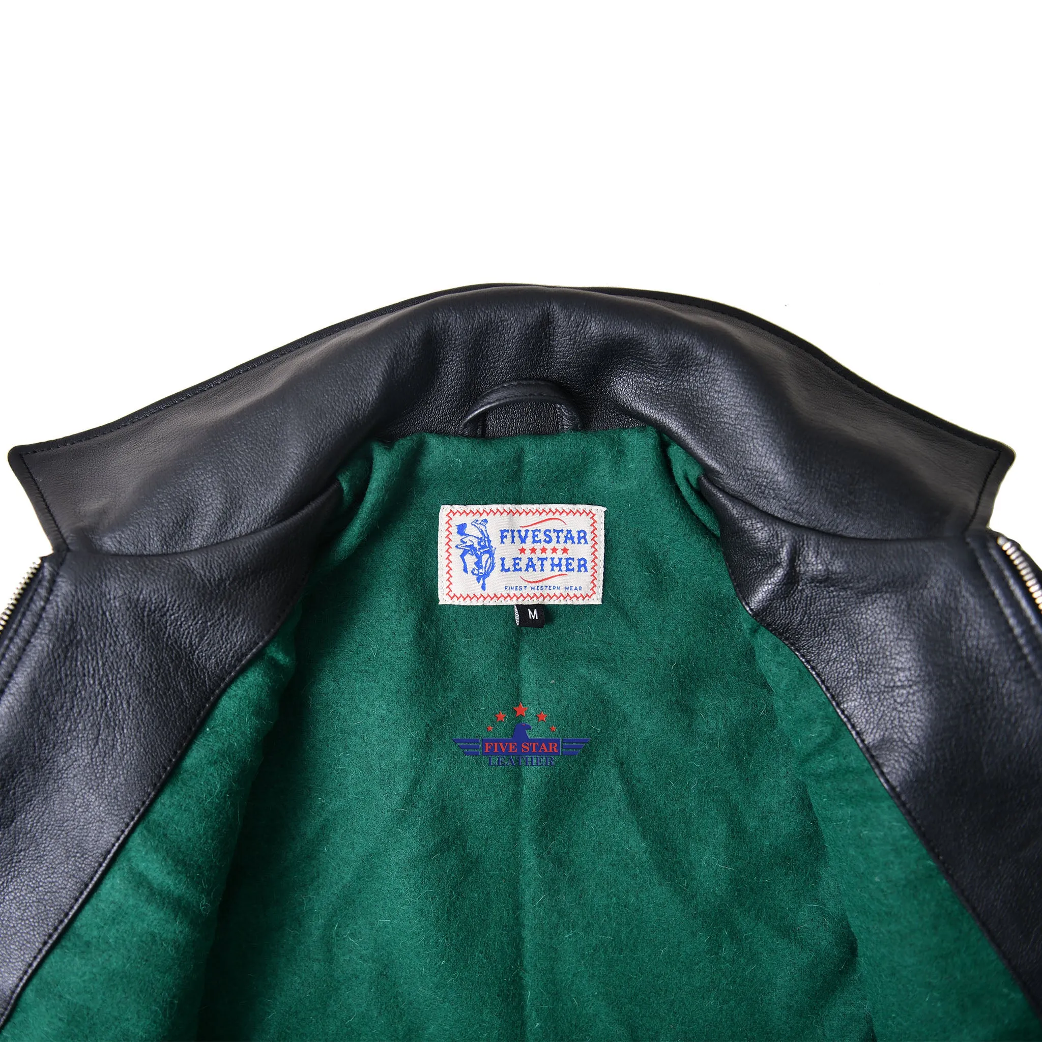 FiveStar Leather Trucker Western Style Goat Black Men Jacket