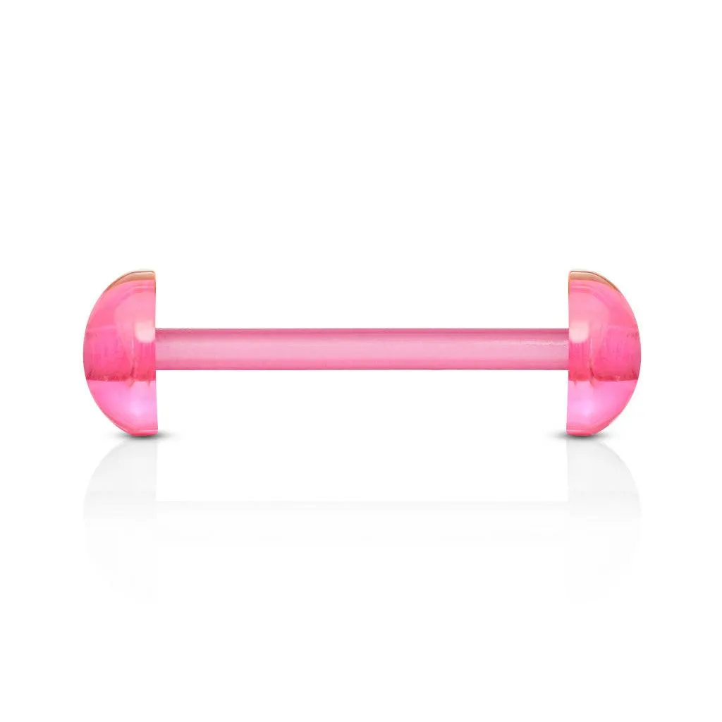Flexible Acrylic Straight Barbell Tongue Ring with Dome Half-Ball Ends