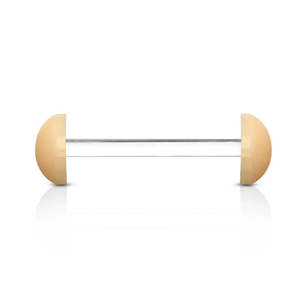 Flexible Acrylic Straight Barbell Tongue Ring with Dome Half-Ball Ends