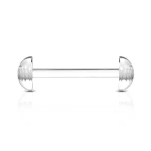 Flexible Acrylic Straight Barbell Tongue Ring with Dome Half-Ball Ends