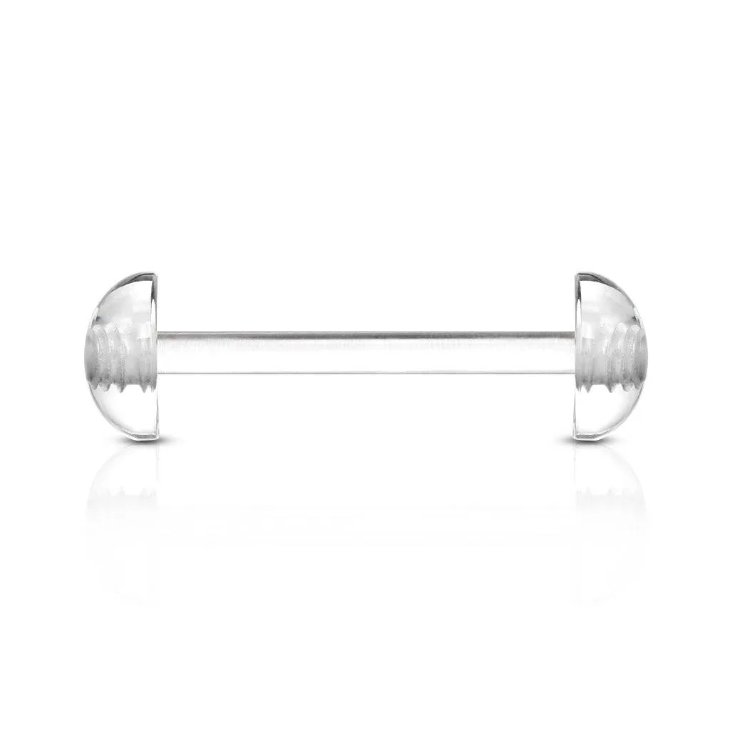 Flexible Acrylic Straight Barbell Tongue Ring with Dome Half-Ball Ends