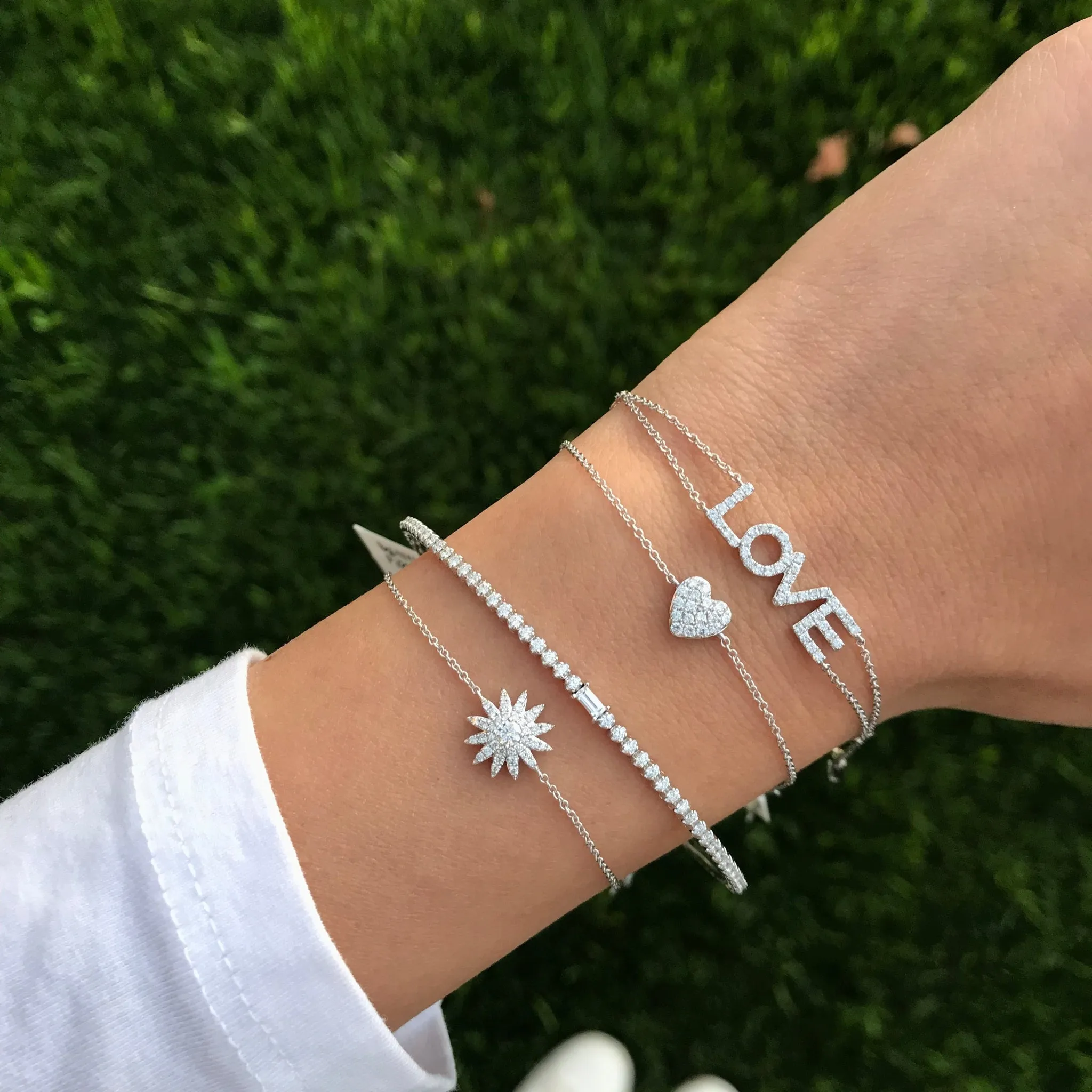 Flexible Diamond Tennis Bangle with Center Baguette