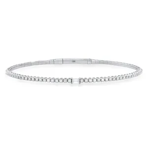 Flexible Diamond Tennis Bangle with Center Baguette