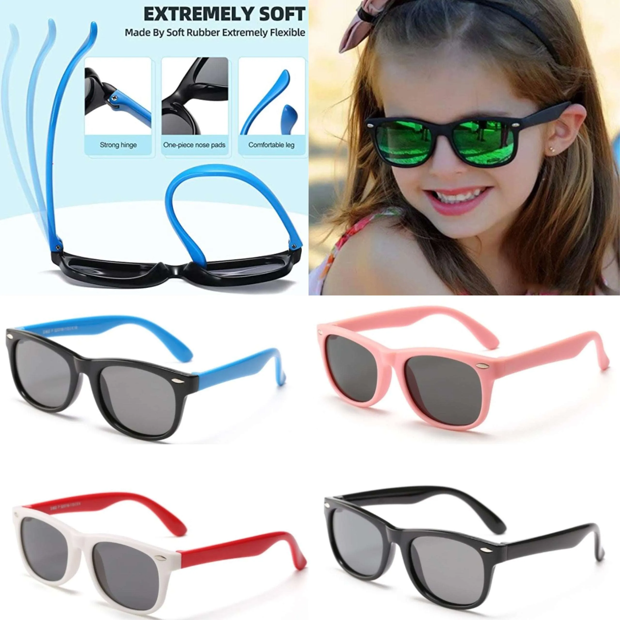 Flexible Polarized Kids Sunglasses - 3 to 8 years