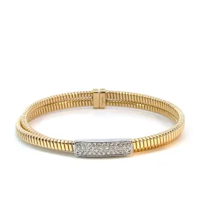 Flexible Ribbed Criss Cross Diamond Bar Cuff Bracelet