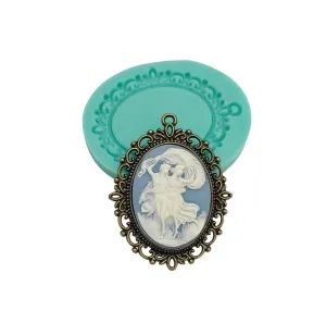 Flexible Silicone Mold  Cabochon Cameo Holder Setting Frame.