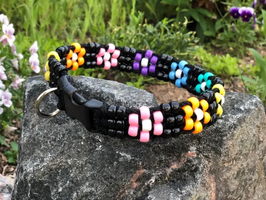 Flower Power Beaded Dog Collar