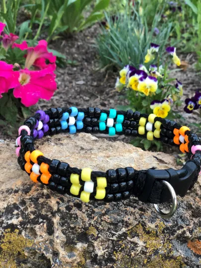 Flower Power Beaded Dog Collar