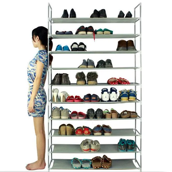 Gray 10-Layer Shoe Rack - 100cm