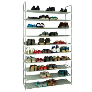 Gray 10-Layer Shoe Rack - 100cm