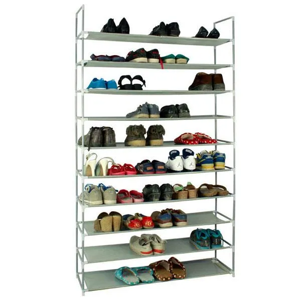 Gray 10-Layer Shoe Rack - 100cm