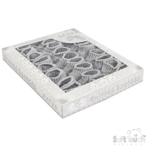 GREY ACRYLIC BABY BOOTEES W/CHAIN KNIT - S440G