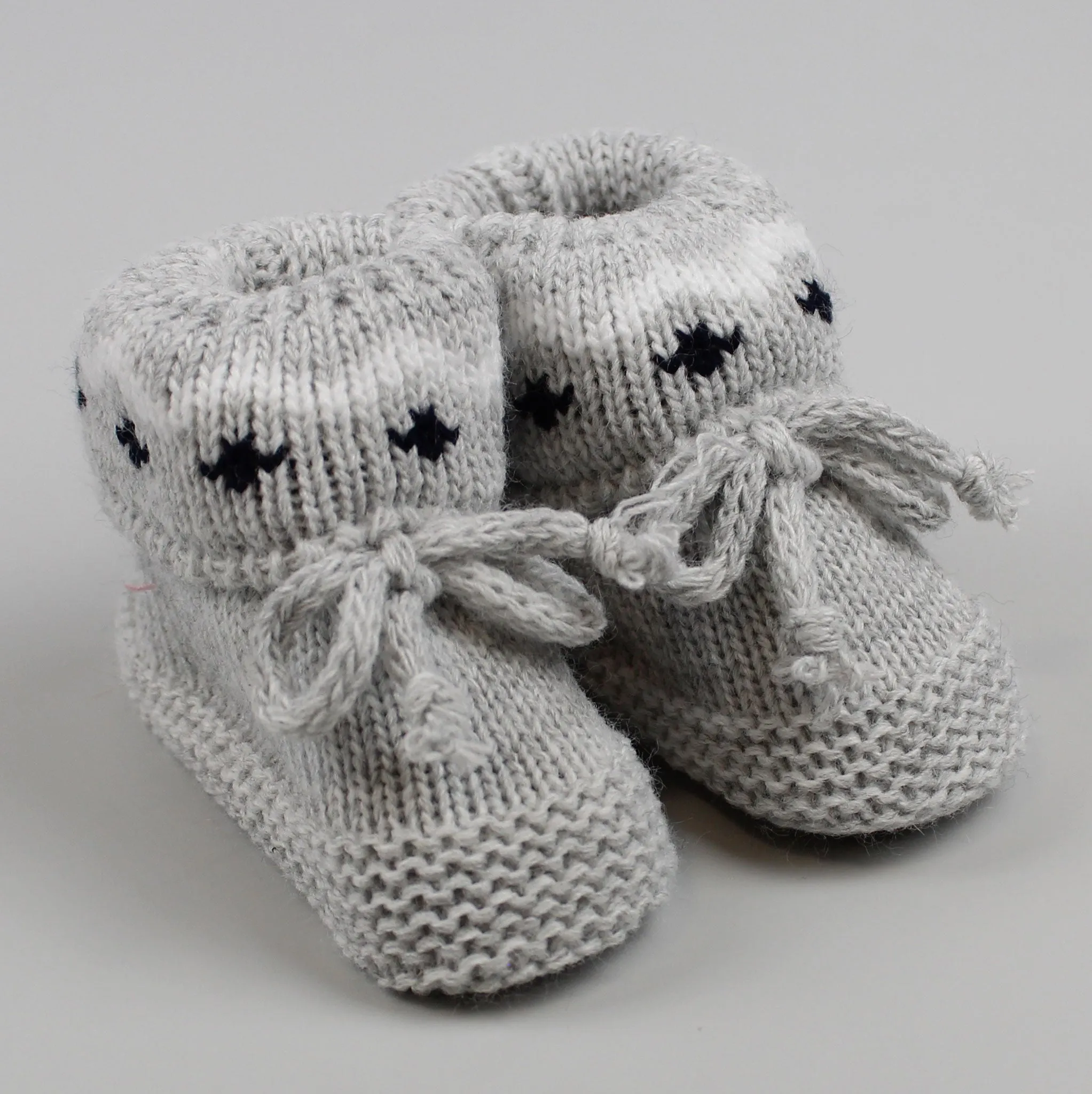 Grey Baby Booties with fairisle design Newborn to 6 months