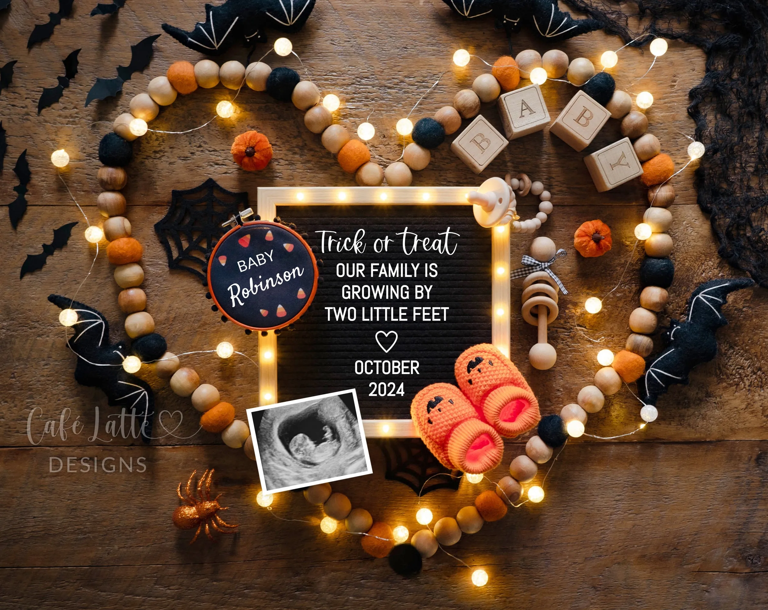Halloween Pregnancy Announcement Digital - Trick or Treat Heart