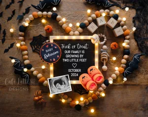 Halloween Pregnancy Announcement Digital - Trick or Treat Heart