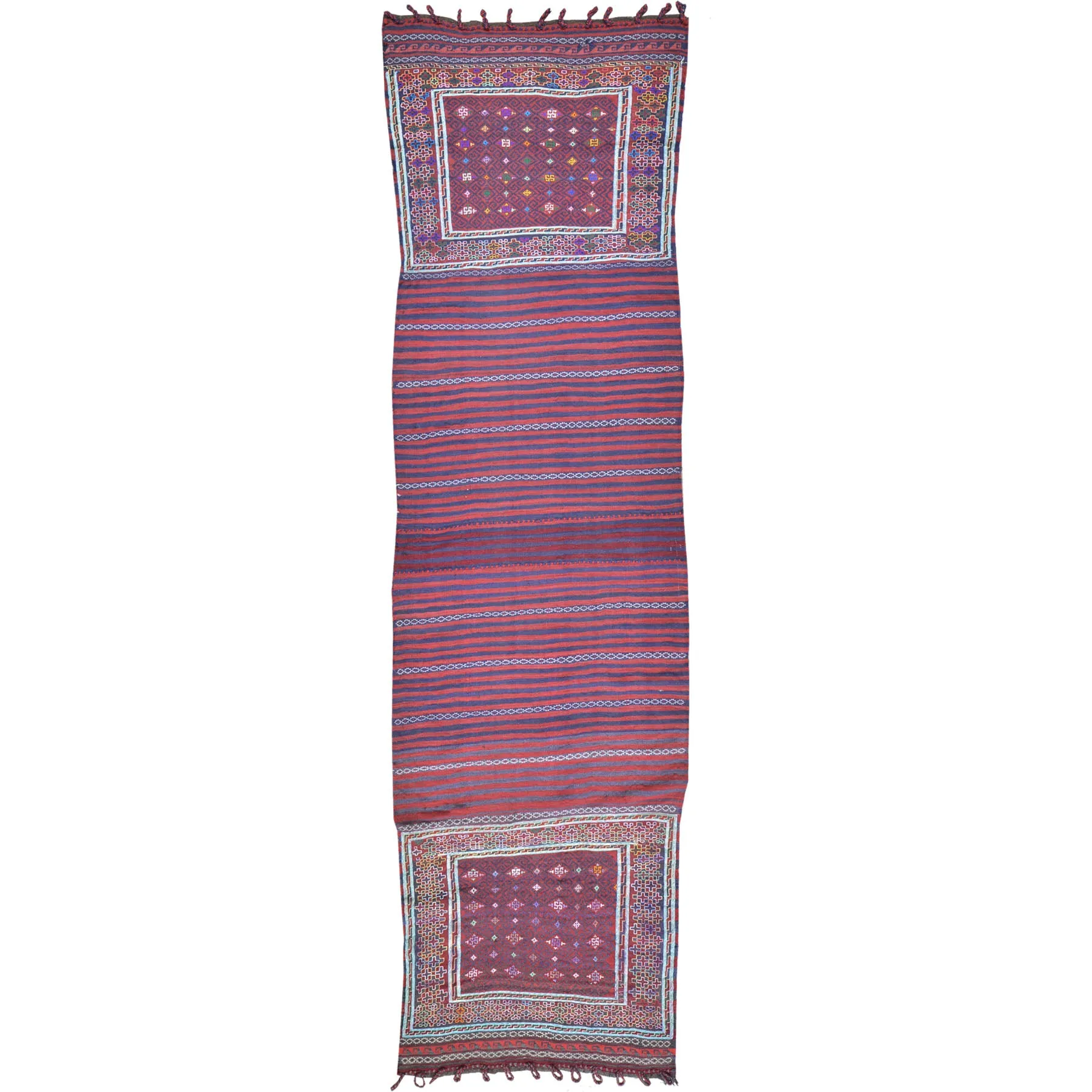Hand-Woven Afghan Tribal Runner Kilim 100% Wool Rug (Size 3.1 X 11.1) Cwral-8235