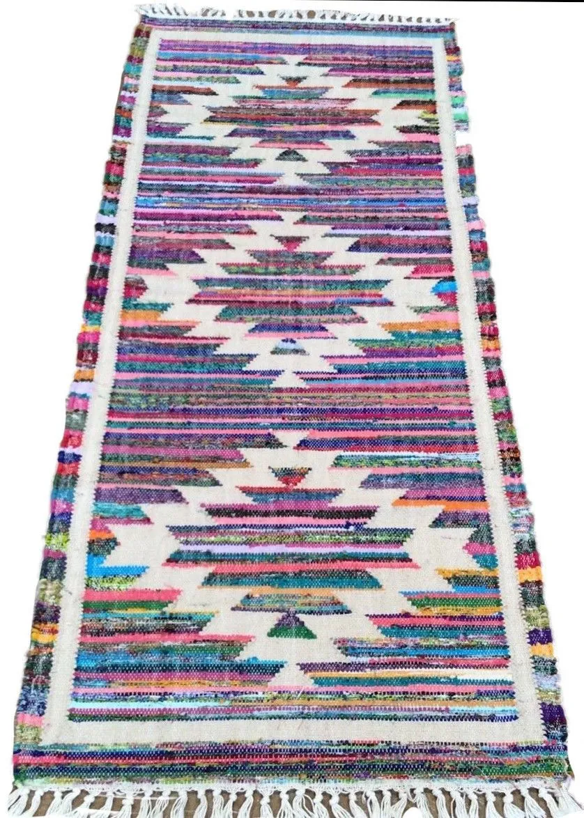 Hand-Woven Flatweave Sari Rug Reversible Handmade Rug (Size 2.6 X 5.11) Brrsf-1434