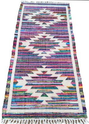 Hand-Woven Flatweave Sari Rug Reversible Handmade Rug (Size 2.6 X 5.11) Brrsf-1434