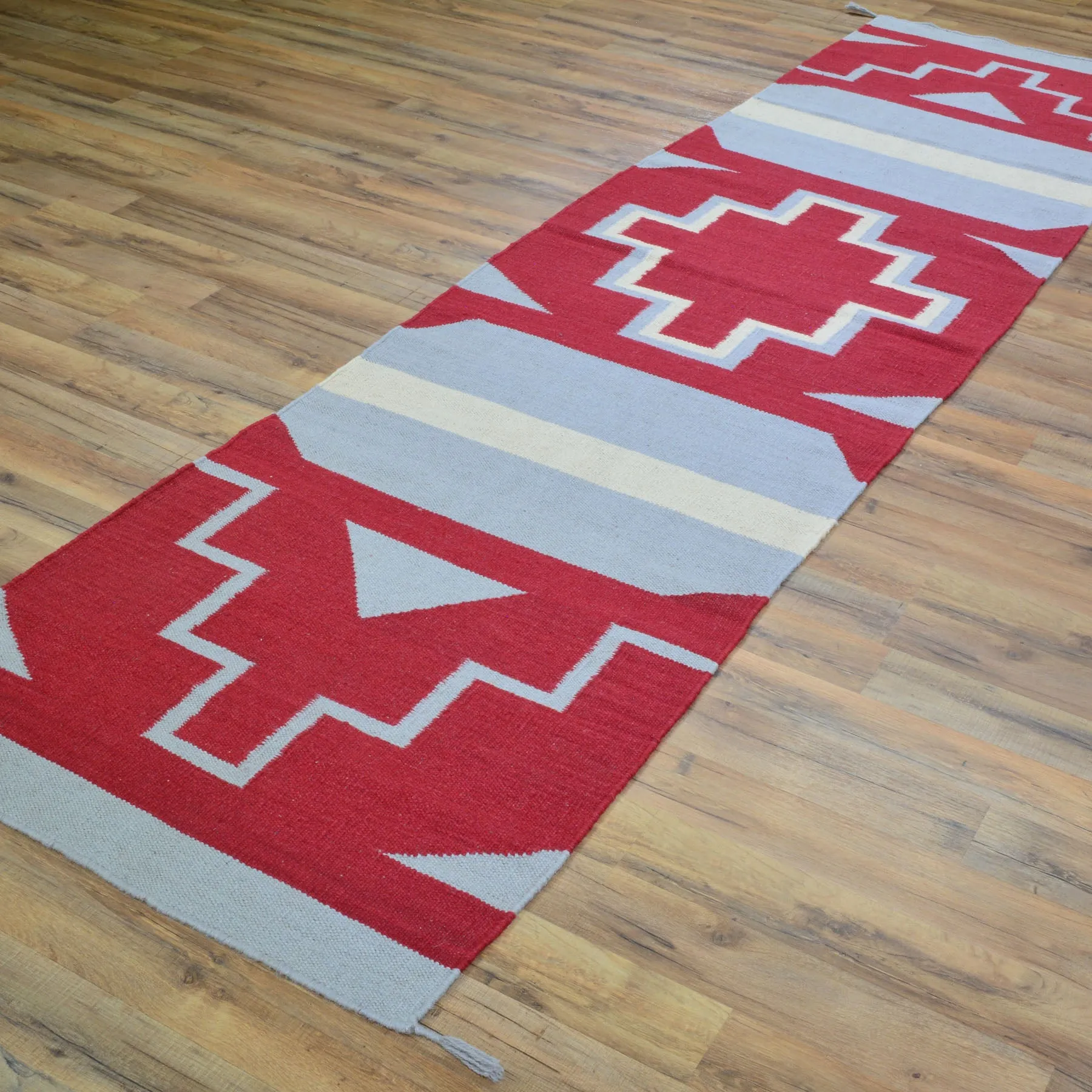 Hand-Woven Reversible Southwestern Design Handmade Wool Kilim (Size 2.7 X 9.10) Cwral-10368