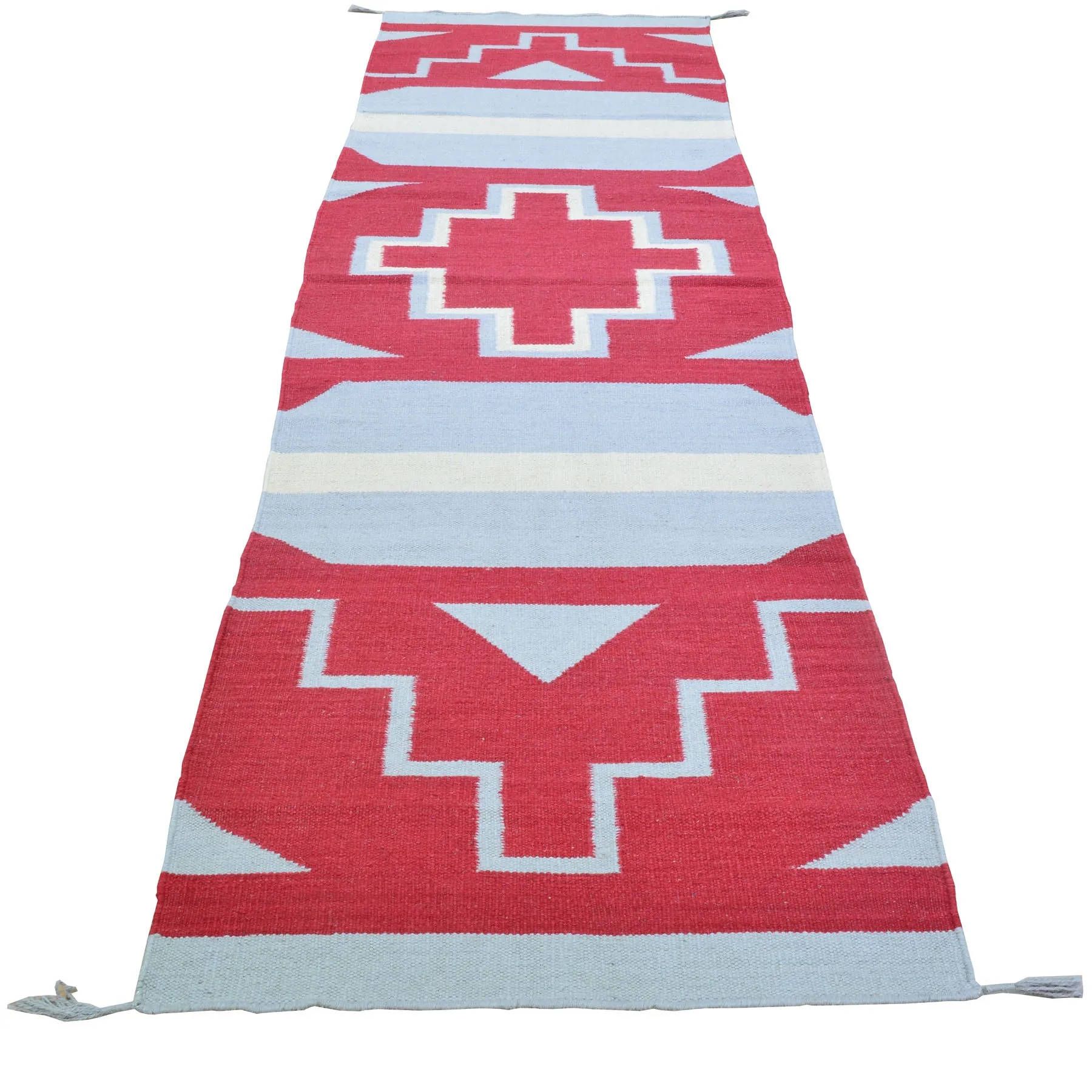 Hand-Woven Reversible Southwestern Design Handmade Wool Kilim (Size 2.7 X 9.10) Cwral-10368