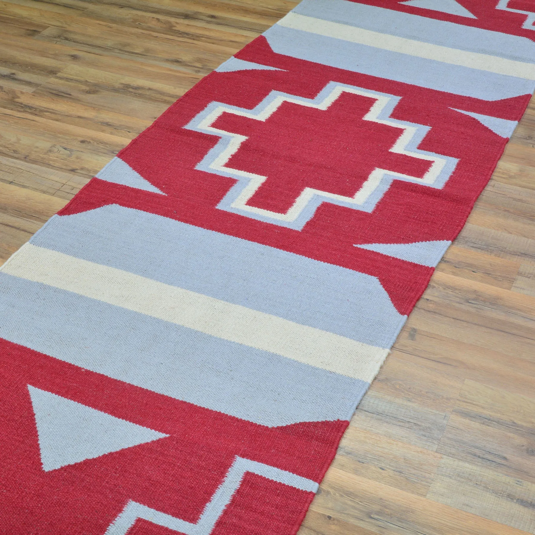 Hand-Woven Reversible Southwestern Design Handmade Wool Kilim (Size 2.7 X 9.10) Cwral-10368