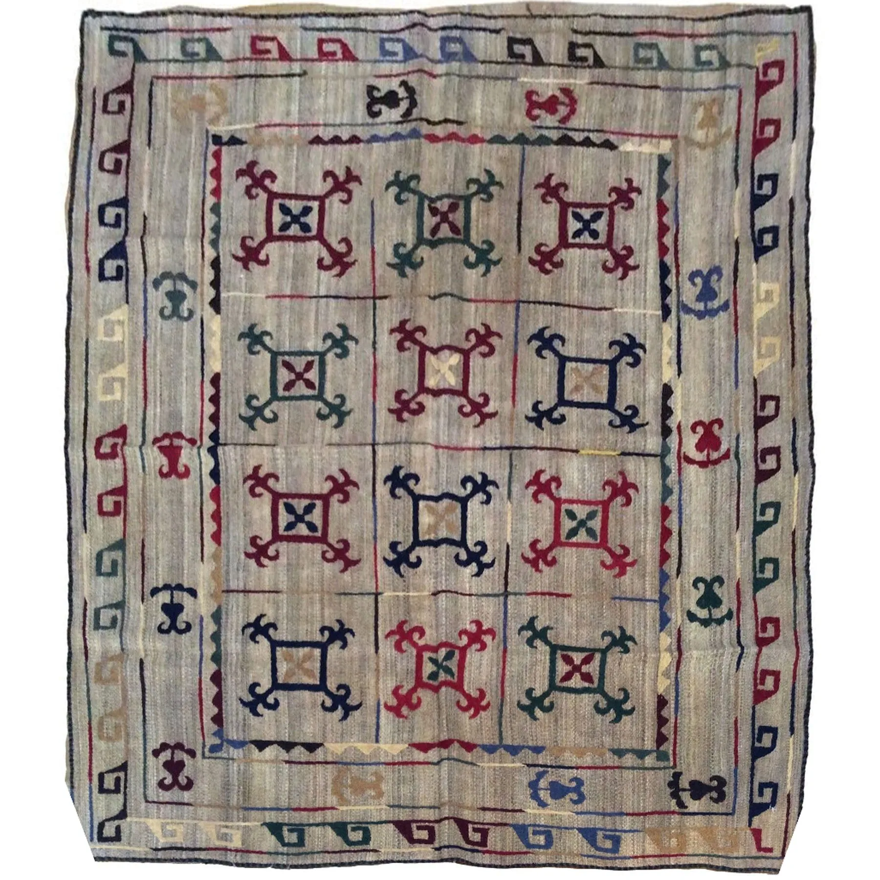 Hand-Woven Tribal Afghan Suzani Oriental Handmade Wool Rug (Size 5.1 X 6.1) Brrsf-1050