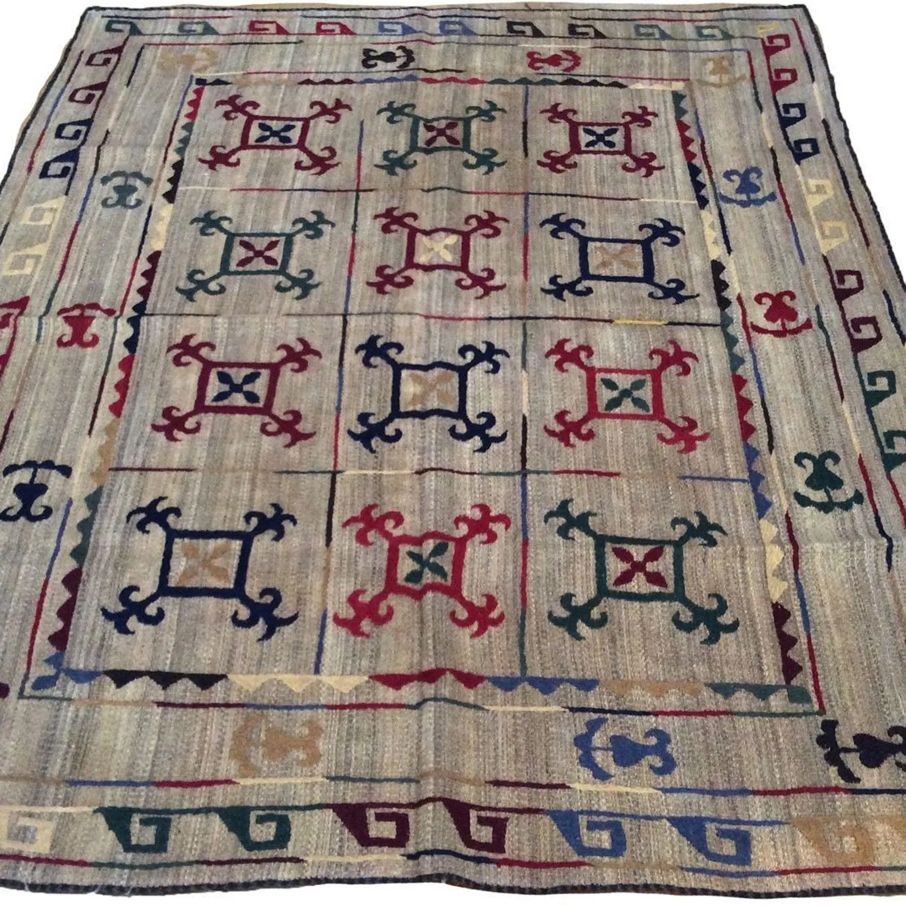 Hand-Woven Tribal Afghan Suzani Oriental Handmade Wool Rug (Size 5.1 X 6.1) Brrsf-1050
