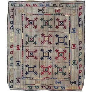 Hand-Woven Tribal Afghan Suzani Oriental Handmade Wool Rug (Size 5.1 X 6.1) Brrsf-1050
