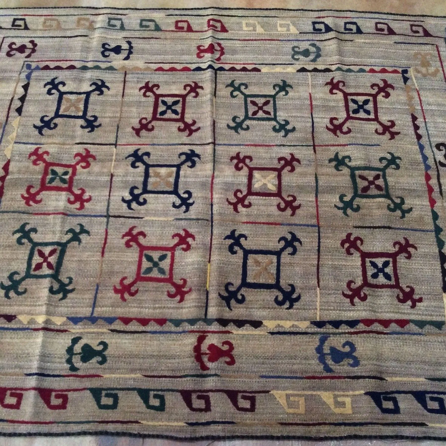 Hand-Woven Tribal Afghan Suzani Oriental Handmade Wool Rug (Size 5.1 X 6.1) Brrsf-1050