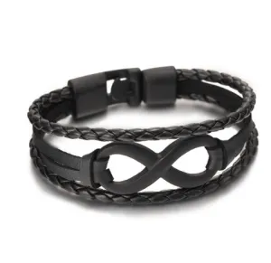 Handmade Woven 8 Words Lucky Friendship Bracelet Infinity Knot Jewelry Leather